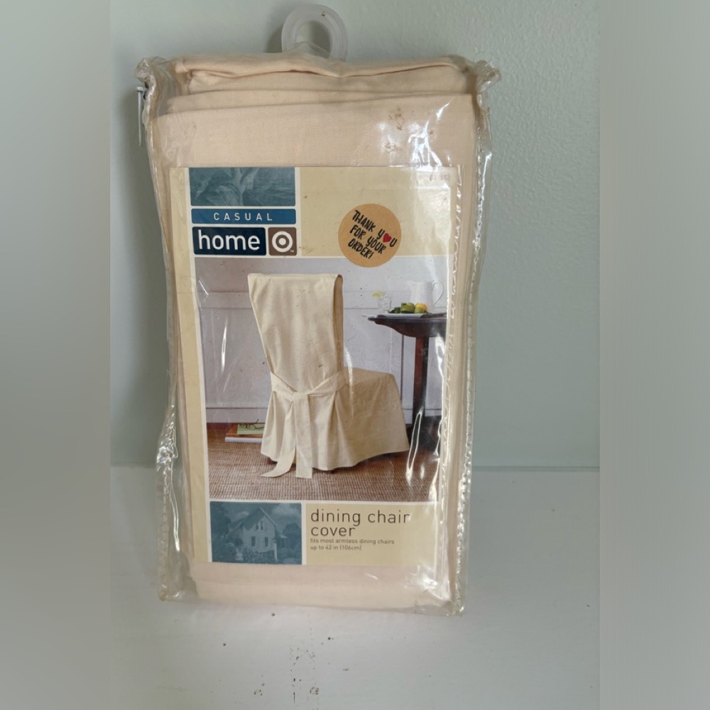 Target Casual Home Beige Dining Chair Cover Fits Most Armless Chairs Up To 42"